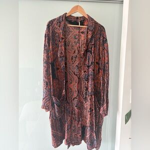 Free People Paisley Midi Lightweight Duster Kimono